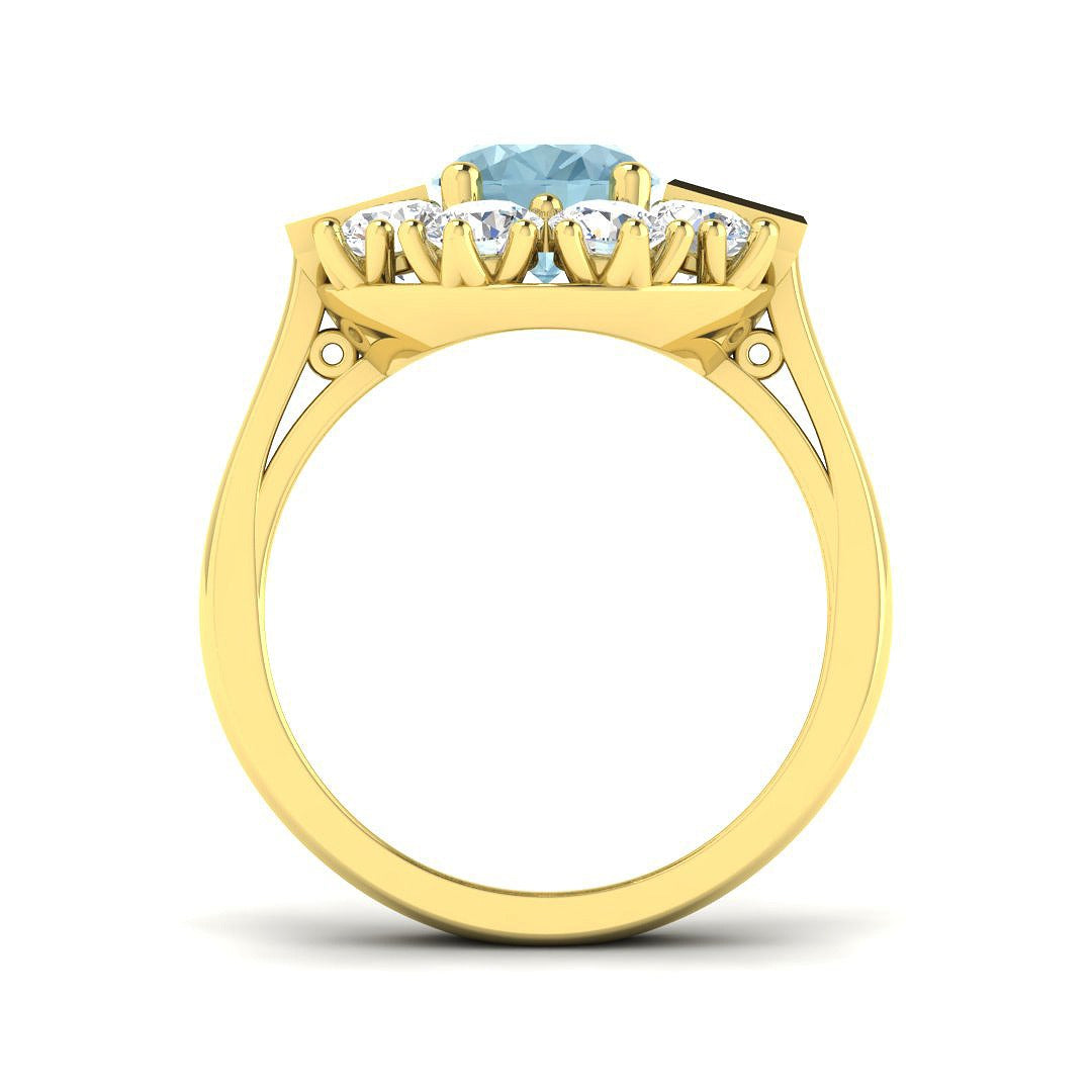 Vintage Oval Cut Aquamarine Engagement Ring