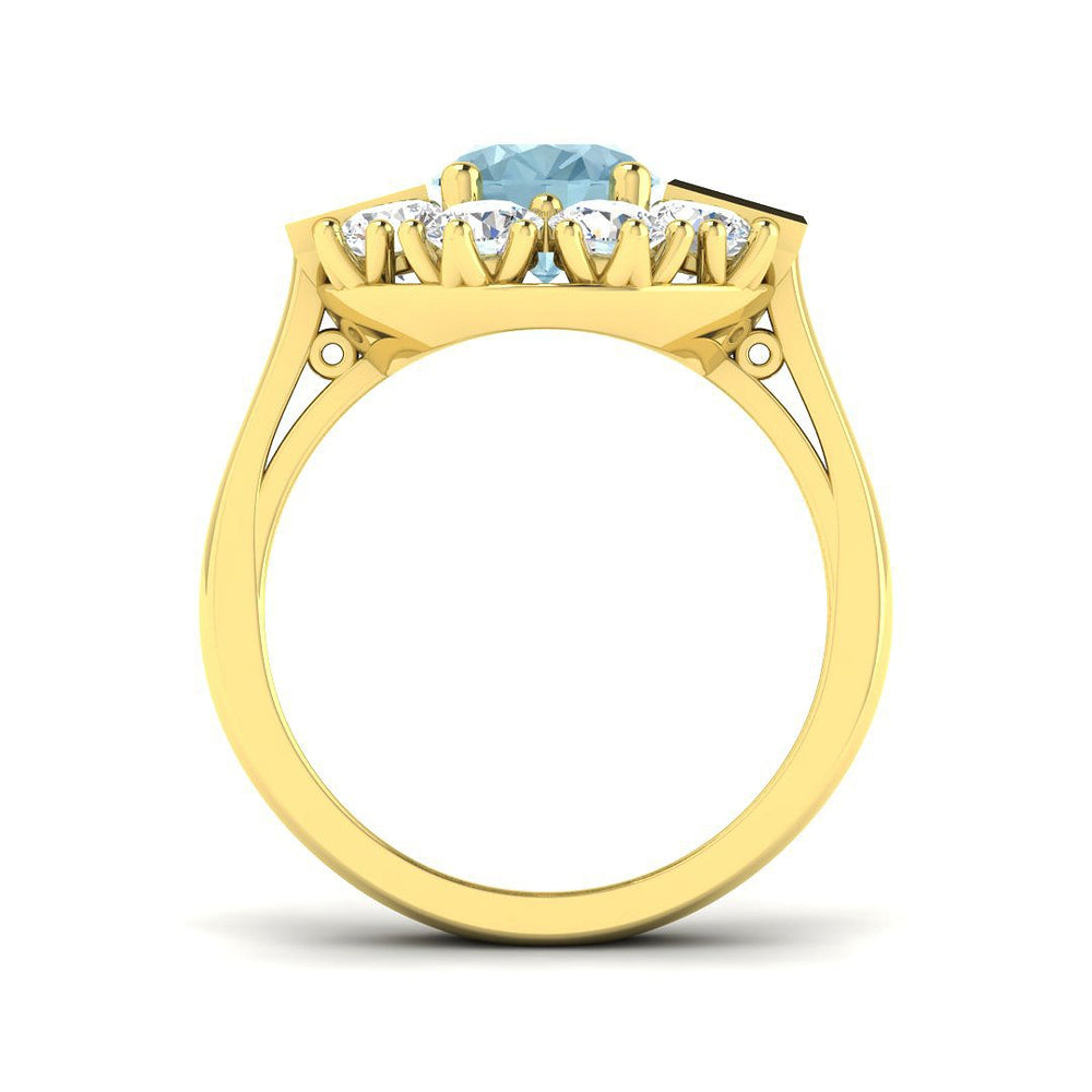Vintage Oval Cut Aquamarine Engagement Ring