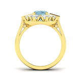 Vintage Oval Cut Aquamarine Engagement Ring