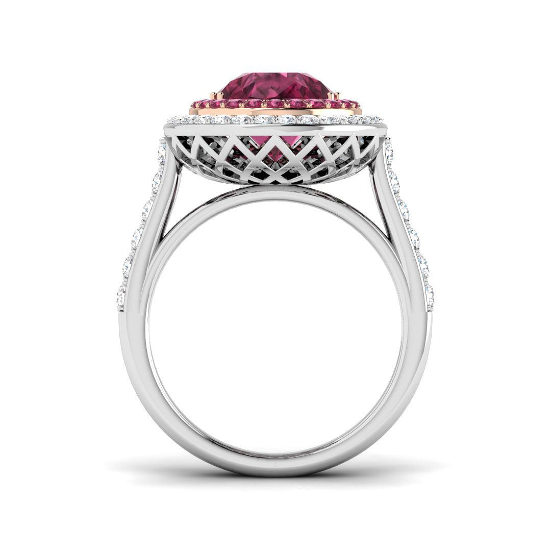 Pink Gemstone Halo Ring