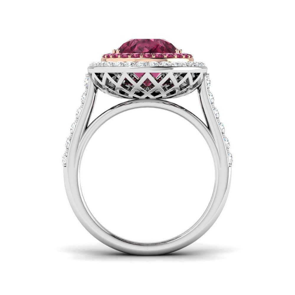 Pink Gemstone Halo Ring