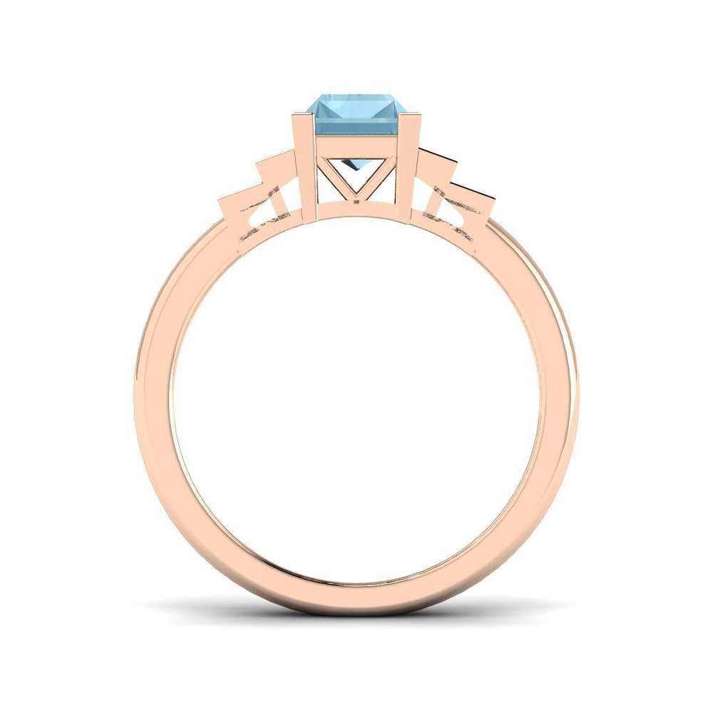 Vintage Inspired Baguette Cut Aquamarine Ring in White Gold