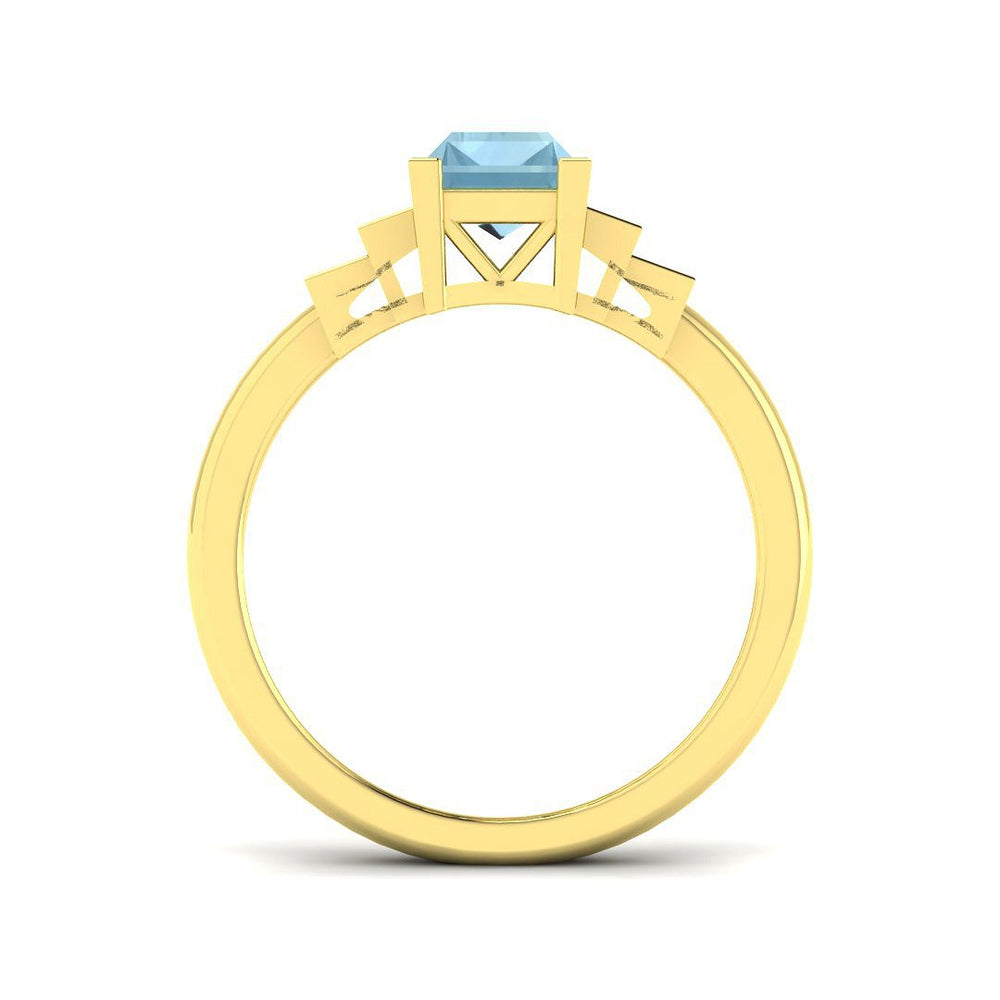 Vintage style Baguette Cut Aquamarine Ring