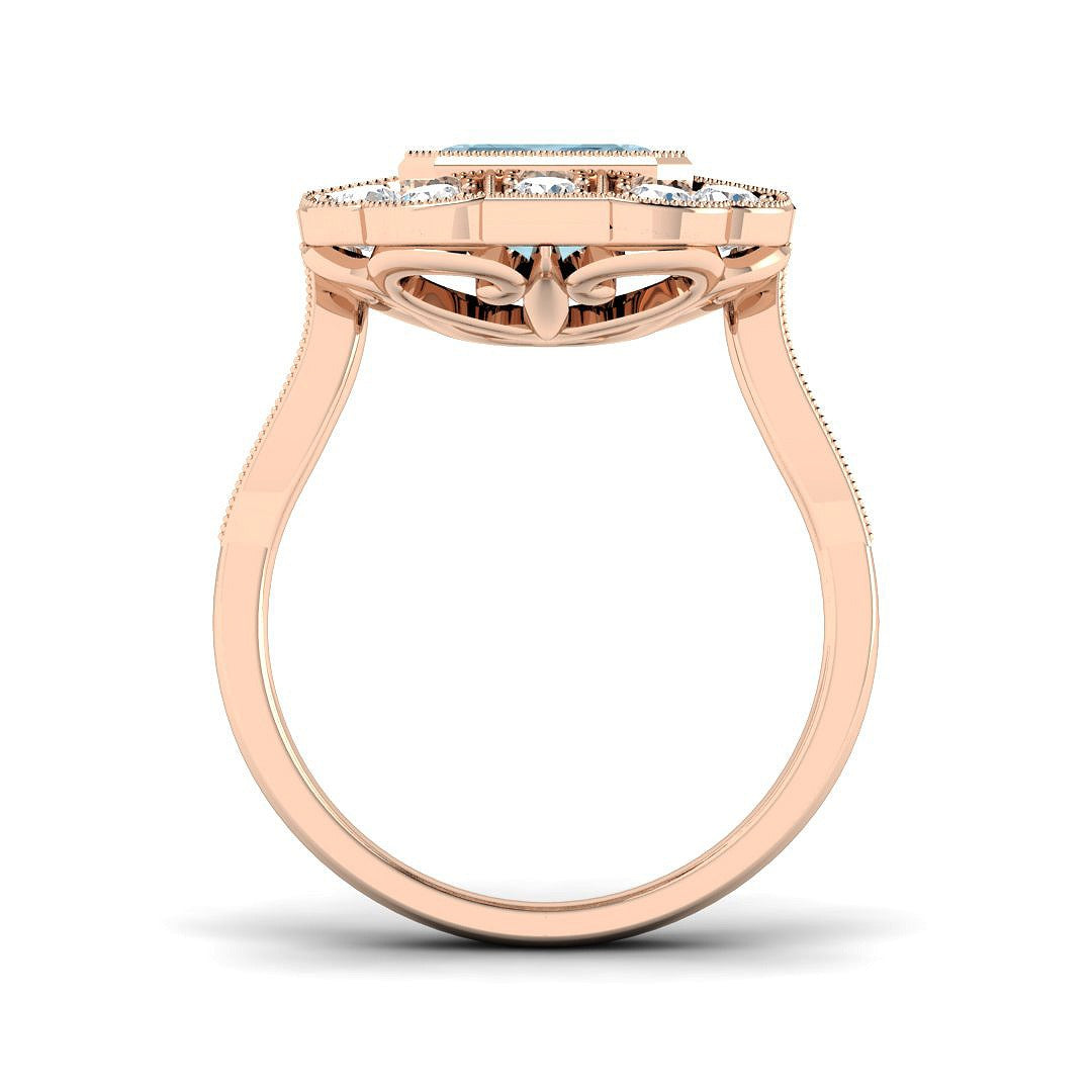 Diamond Beskize Aquamarine Ring | 3.5ct | Hallmarked Gold & Platinum