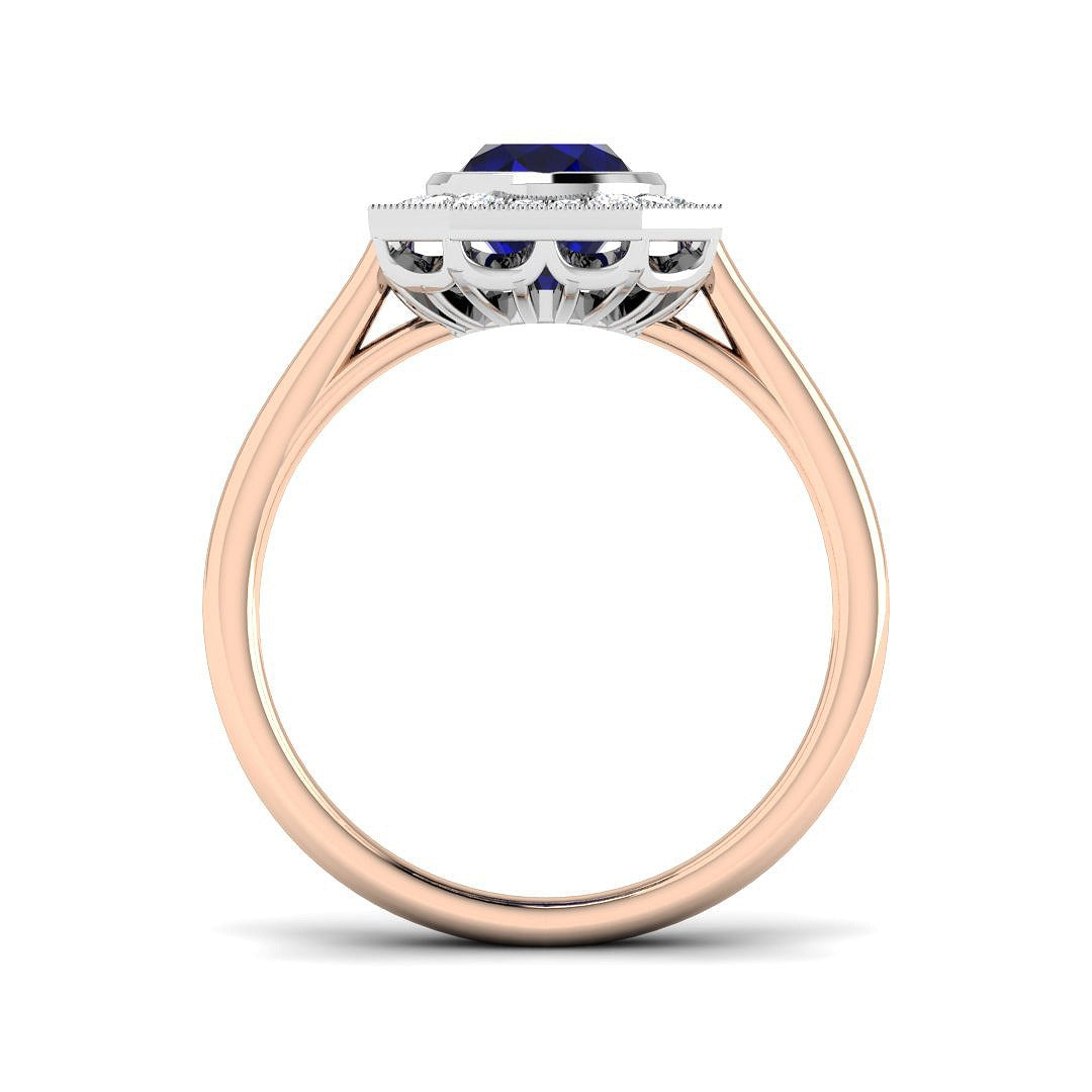 Diamond Barobk Blue Sapphire Ring | 1.25ct - 1.75ct