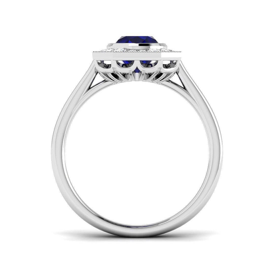 Diamond Barobk Blue Sapphire Ring | 1.25ct - 1.75ct