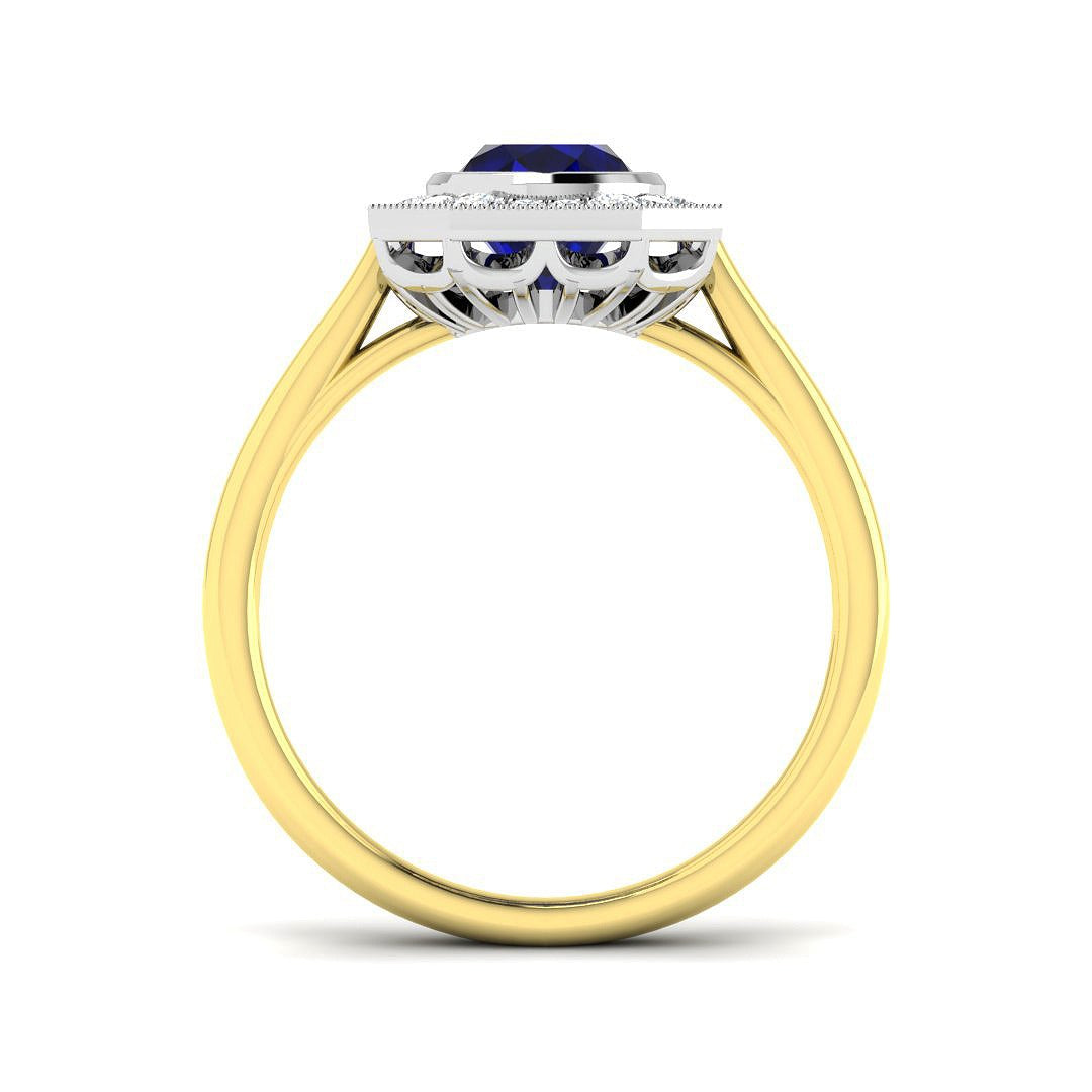 Diamond Barobk Blue Sapphire Ring | 1.25ct - 1.75ct