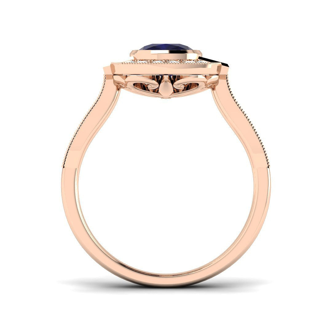 Diamond Oxkhott Blue Sapphire Ring | 1.75ct - 2.5ct