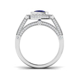 Diamond Effibgham Blue Sapphire Ring | 2.5ct