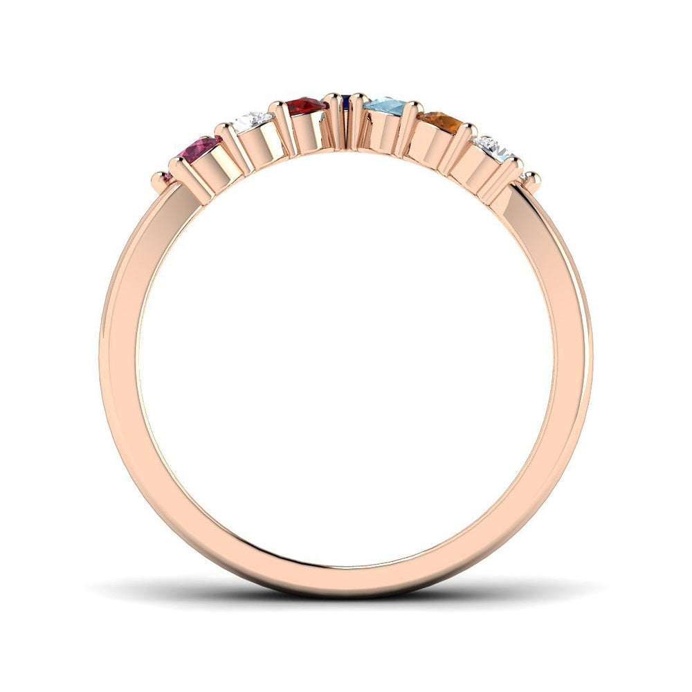 Curved Wishbone Gemstone Ring with Diamond Side View