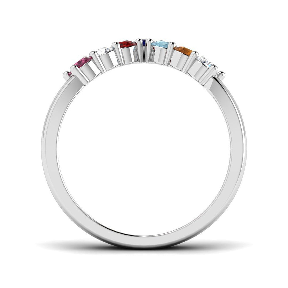 Curved Wishbone Gemstone Ring with Diamond Side View