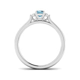 Princess Cut Aquamarine Trilogy Ring with Side Lab Diamonds