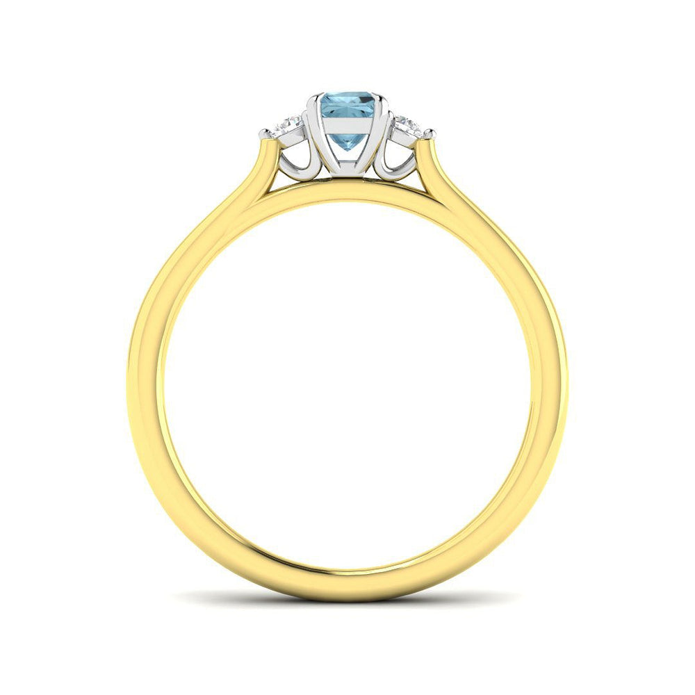 Princess Cut Aquamarine Engagement Trilogy Ring