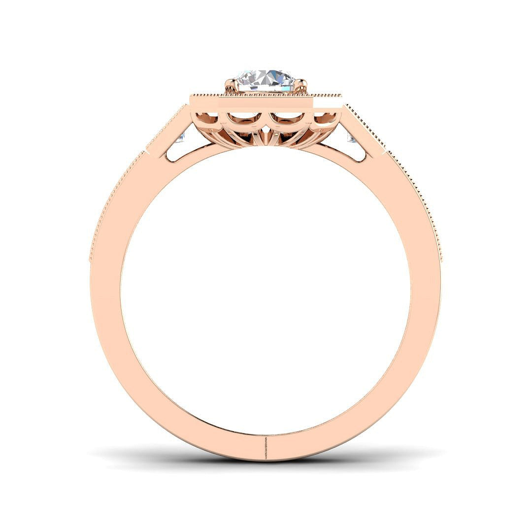 Hexagon Halo Diamond Engagement Ring 0.75ct | Vintage Style UK Hallmarked