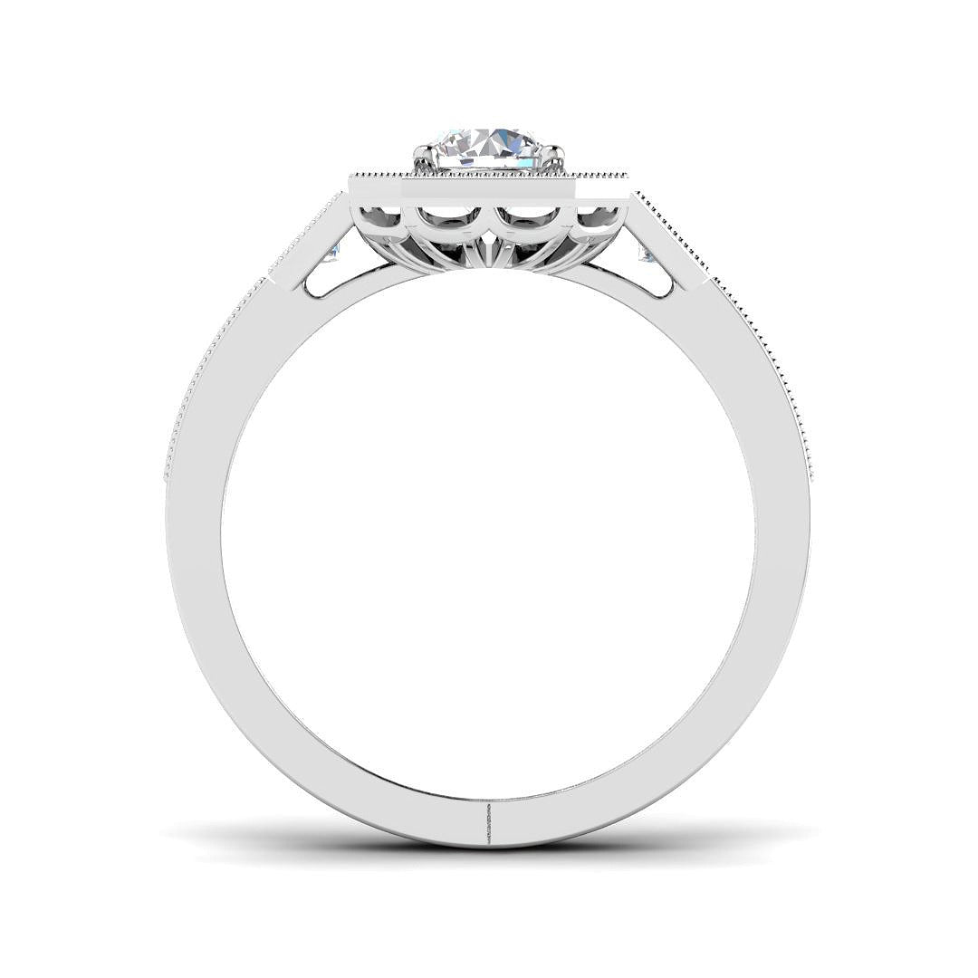 Hexagon Halo Diamond Engagement Ring 0.75ct | Vintage Style UK Hallmarked