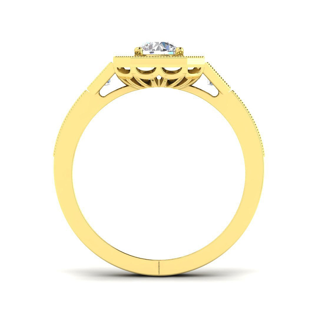 Hexagon Halo Diamond Engagement Ring 0.75ct | Vintage Style UK Hallmarked