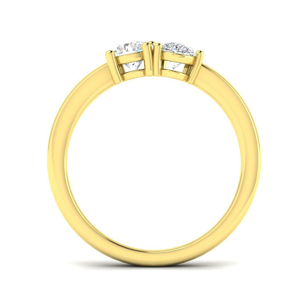 Diamond Hesmksey 2 Stone Ring | 0.75ct | Hallmarked Gold & Platinum