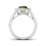 Cushion Green Tourmaline Halo Ring | 4ct | Lab & Natural Diamonds