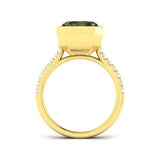 Green Tourmaline Emerald Cut Ring | 5.5ct | Lab & Natural Diamond | UK Hallmarked