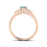 Oval Cut Aquamarine Ring with Cluster Side Accents