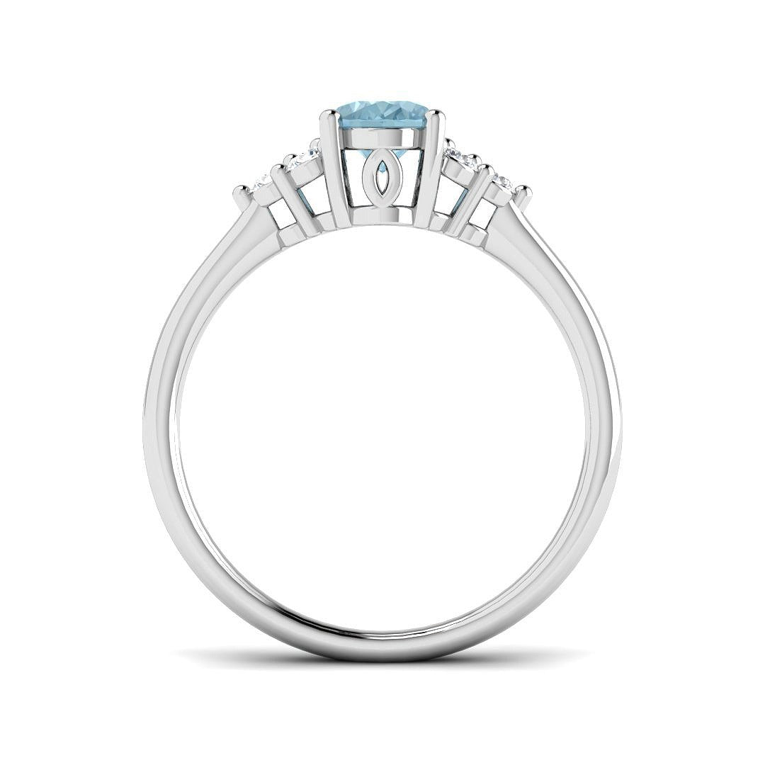 Aquamarine Cluster Diamond Ring Side View