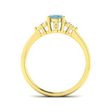 Oval Aquamarine Cluster Ring White Gold