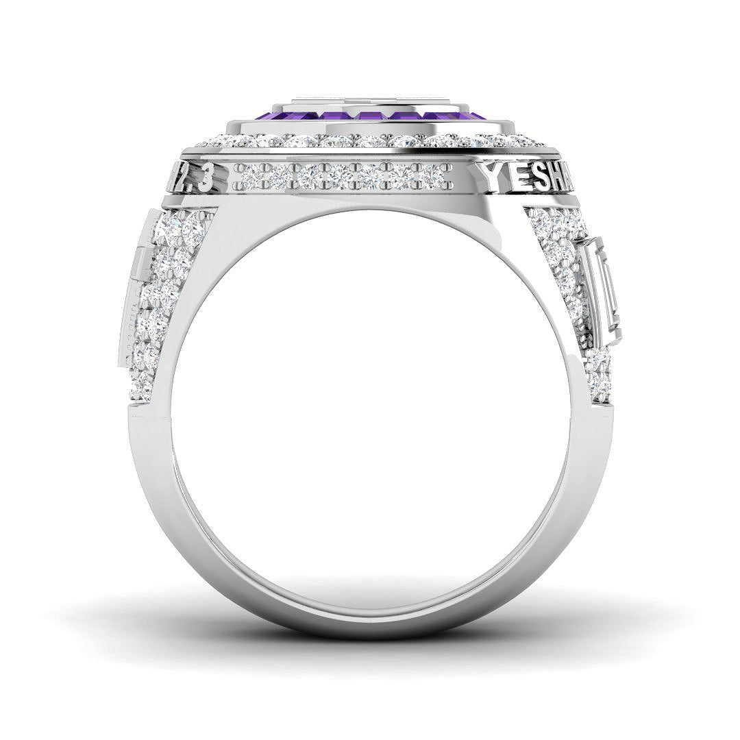 Diamond Asbemarse Amethyst Ring | 2.75ct | Hallmarked Gold & Platinum