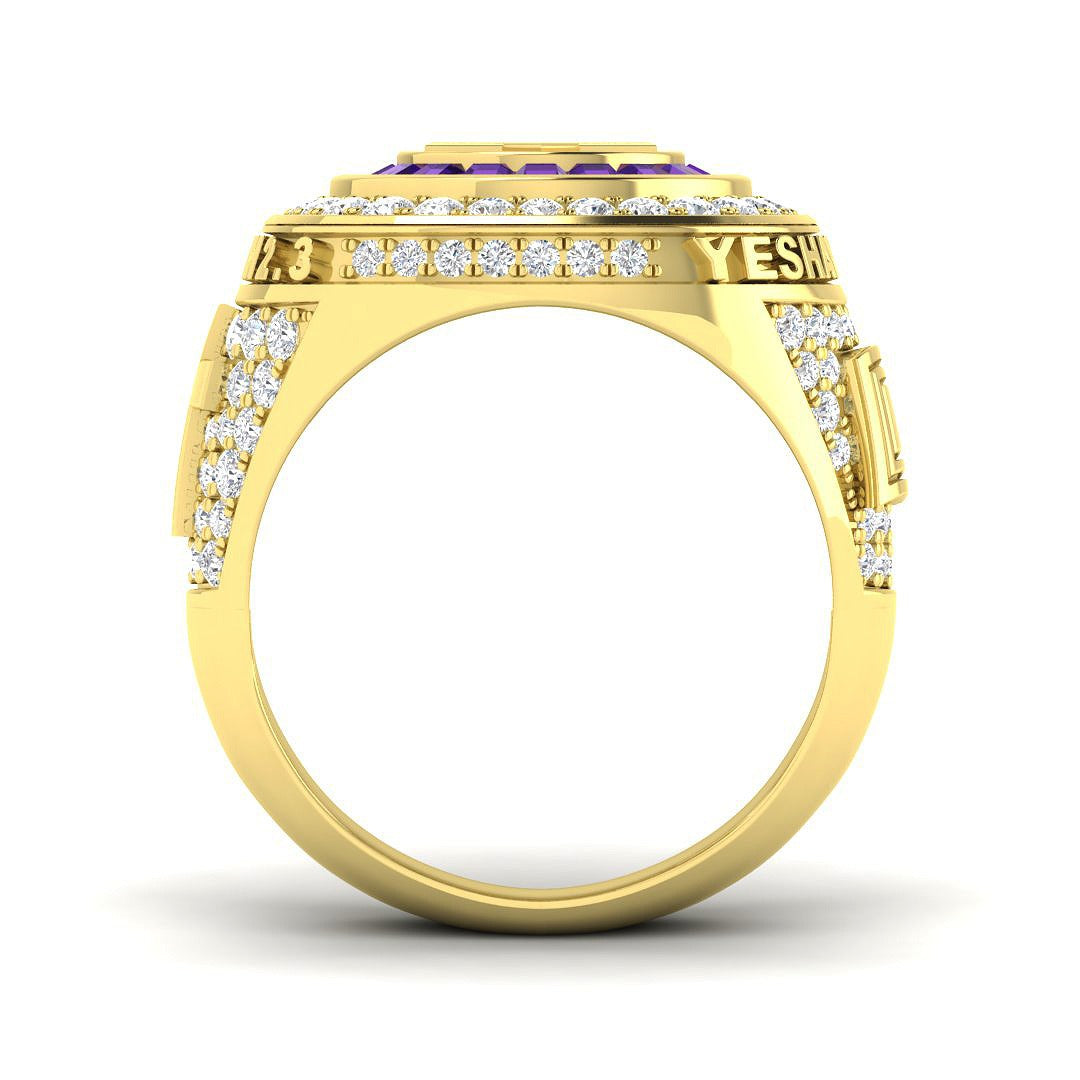 Diamond Asbemarse Amethyst Ring | 2.75ct | Hallmarked Gold & Platinum