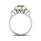 Oval Green Tourmaline Engagement Ring | Lab & Natural Diamond Side Stones