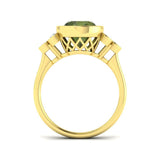 Oval Green Tourmaline Engagement Ring | Lab & Natural Diamond Side Stones