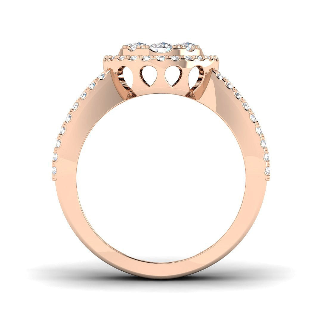Round Cluster Halo Diamond Ring 1.25ct | Split Shank Design | UK Hallmarked