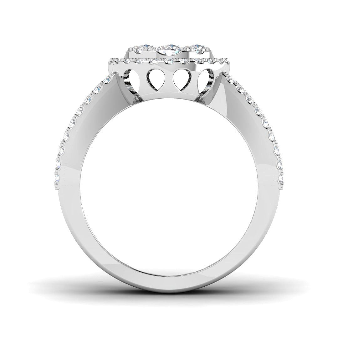 Round Cluster Halo Diamond Ring 1.25ct | Split Shank Design | UK Hallmarked