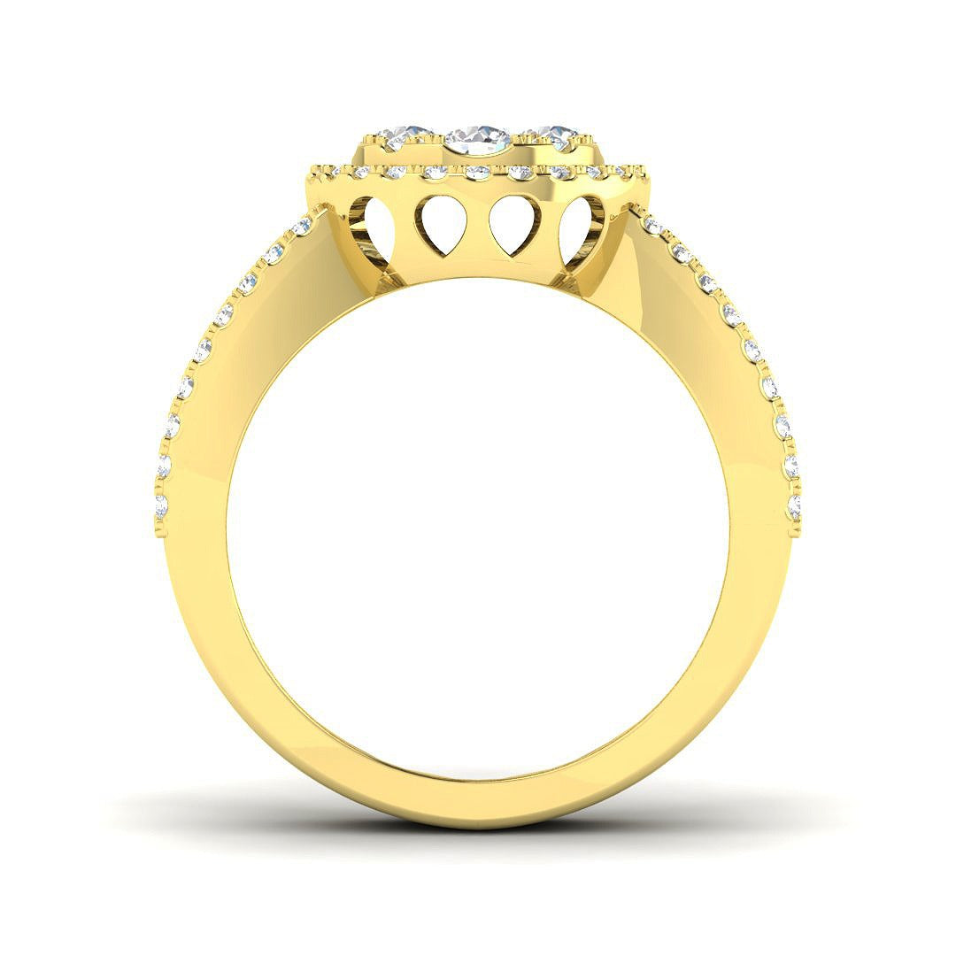 Round Cluster Halo Diamond Ring 1.25ct | Split Shank Design | UK Hallmarked