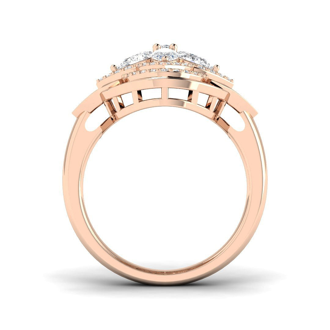 Floral Designer Diamond Statement Ring 1ct | Multi Layer Cluster | UK Hallmarked