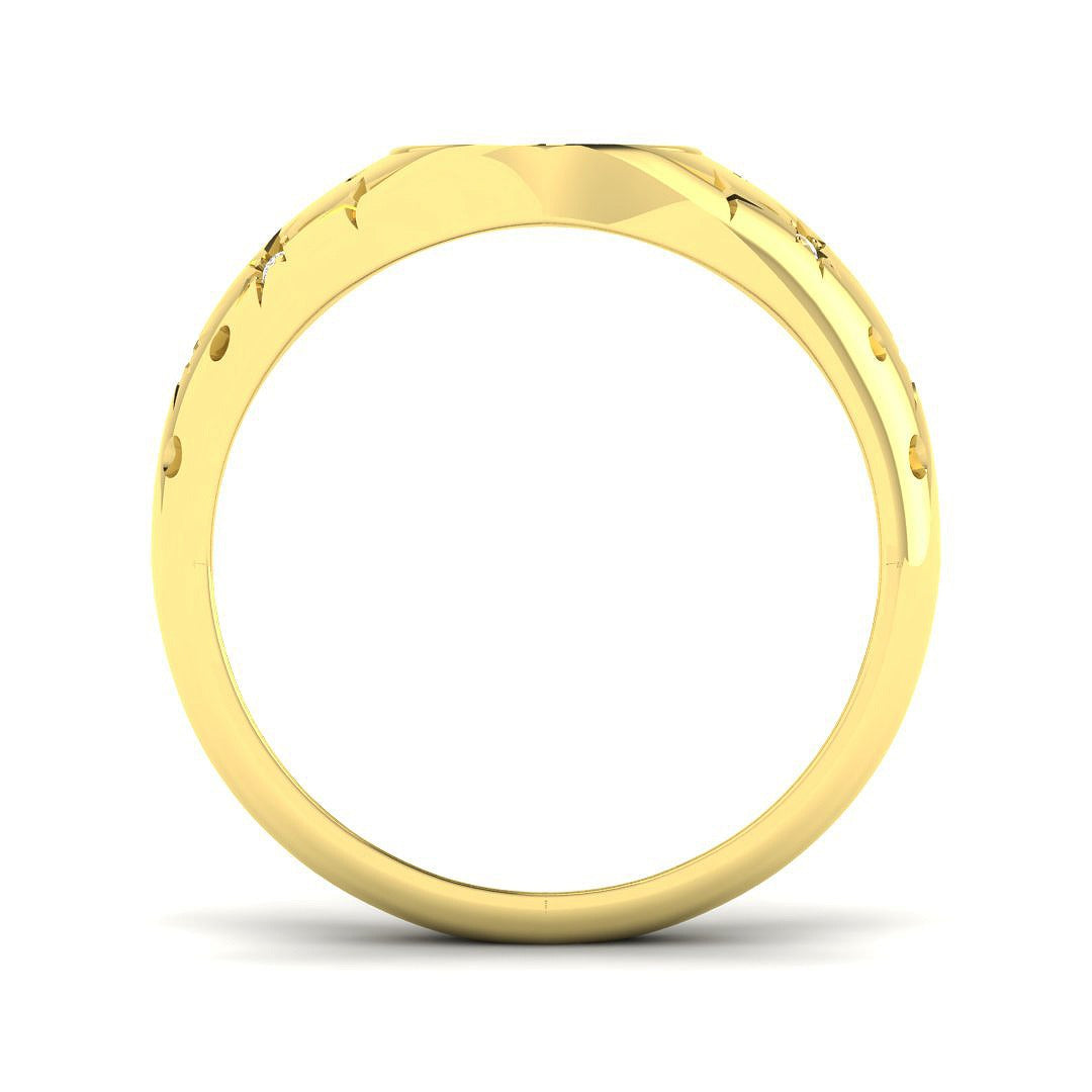 Luxury Diamond Star Signet Ring | 0.10ct | Hallmarked Gold & Platinum