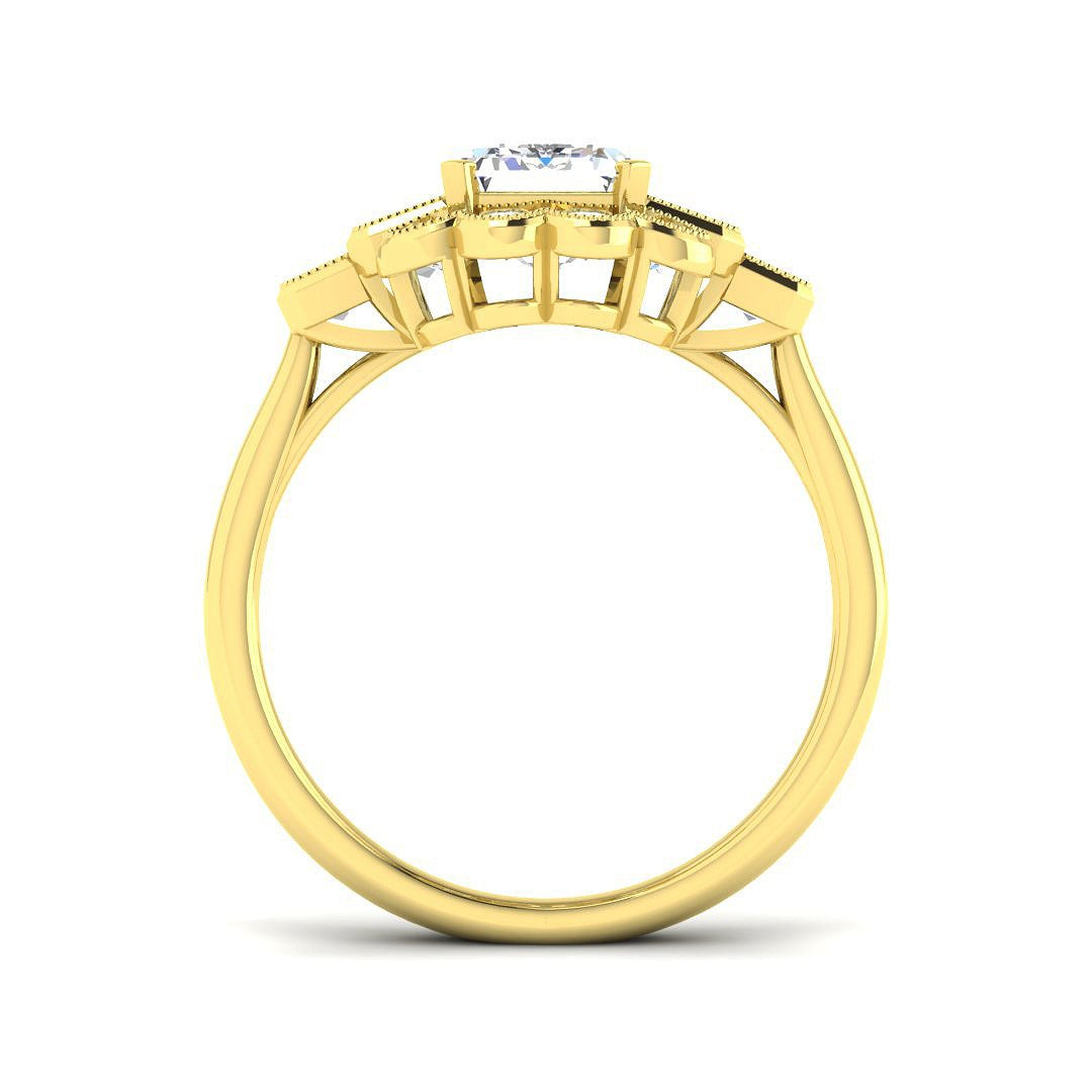 3.30Carat D-E/VS Lab Grown Diamond Halo Engagement Ring 9k Yellow Gold Ready To Ship