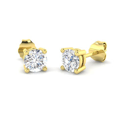 IGI Certified 2 Ct Lab Grown Diamond Stud Earrings with Push Back in 18K Yellow Gold
