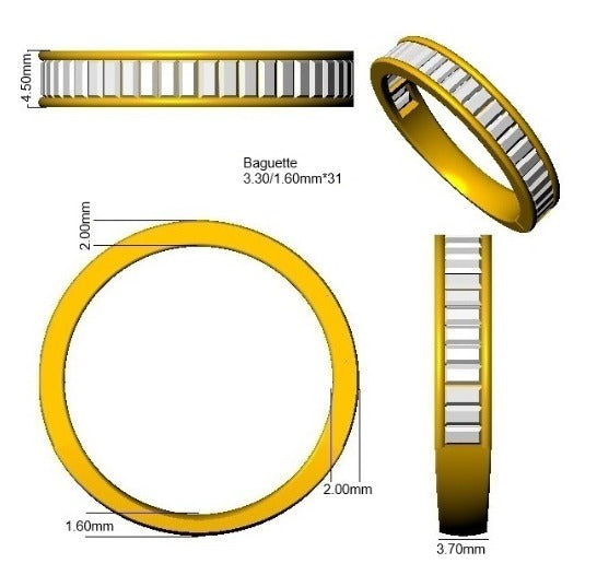 Baguette Diamond Half Eternity Ring | 1.75ct