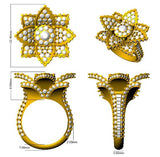Floral Diamond Statement Ring 4ct Designer Petal UK Hallmarked