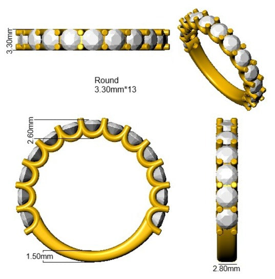 Diamond Misforb Half Eternity Ring | 1.75ct