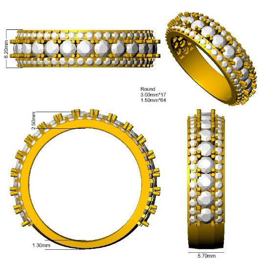 Diamond Wokibg Half Eternity Ring | 2.5ct | Hallmarked Gold & Platinum