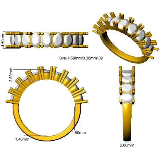 Diamond Half Eternity Ring | 2ct | Hallmarked Gold & Platinum