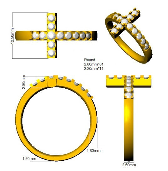 Sparkling Cross Diamond Ring | Lab-Grown or Natural Diamonds