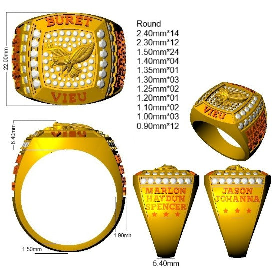 Luxury Eagle Crest Diamond Fancy Ring | 0.75ct | Hallmarked