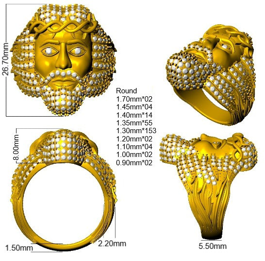 Luxury Lion Head Diamond Fancy Ring | 2.25ct | Hallmarked Gold & Platinum