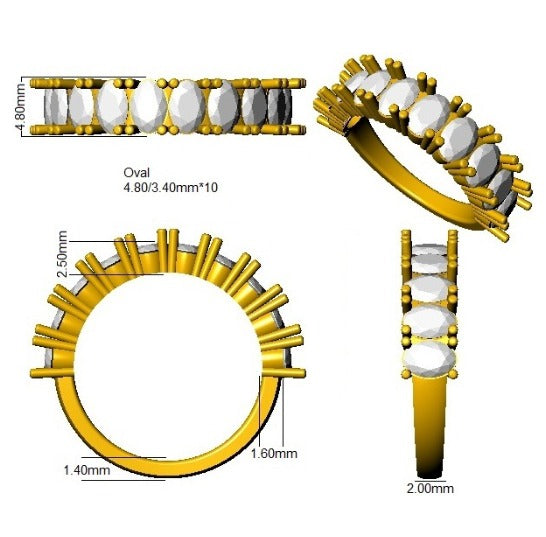 Diamond Airbrie Half Eternity Ring | 2ct | Hallmarked Gold & Platinum
