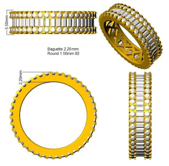 Baguette & Round Diamond Full Eternity Ring | Lab & Natural 2.00ct