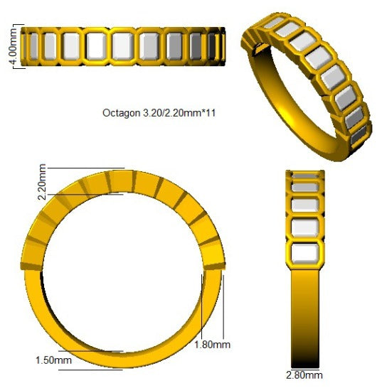 1.10Carat D-E/VS Lab Grown Diamond Half Eternity Wedding Ring 950 Platinum Ready To Ship