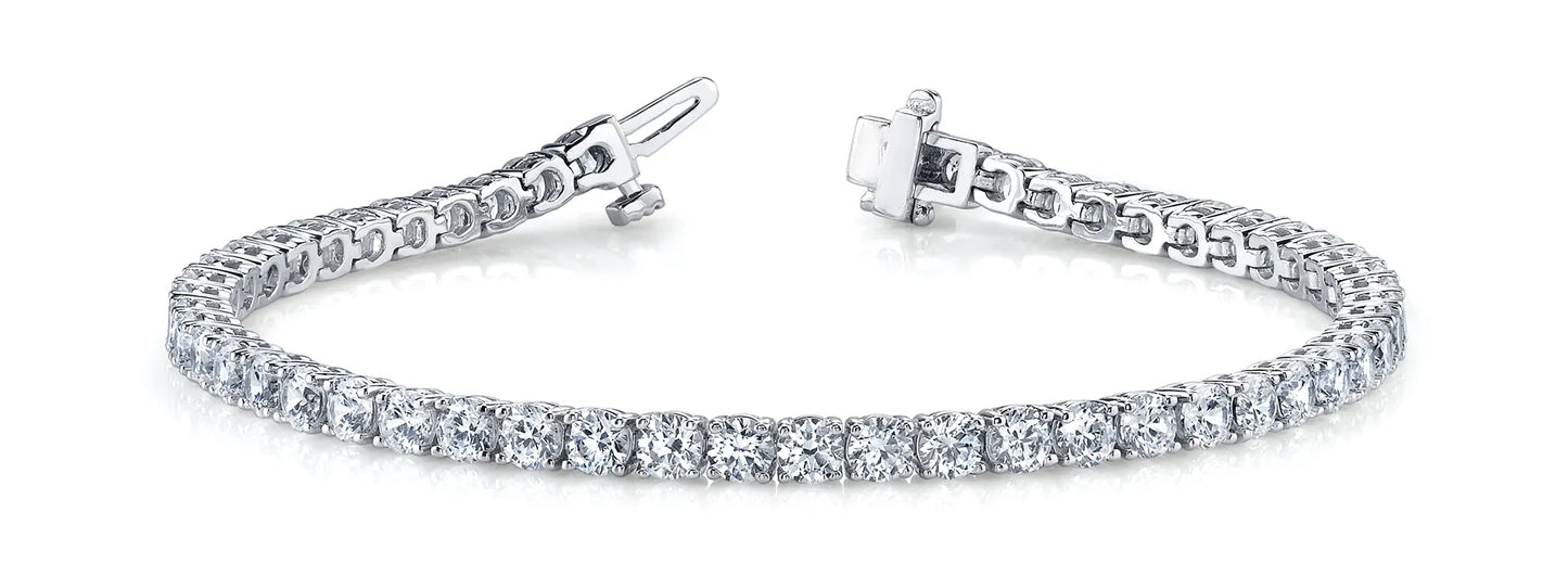 Round Cut Lab Grown Diamond Tennis Bracelet in Gold and Platinum, Luxury Bracelet for Women