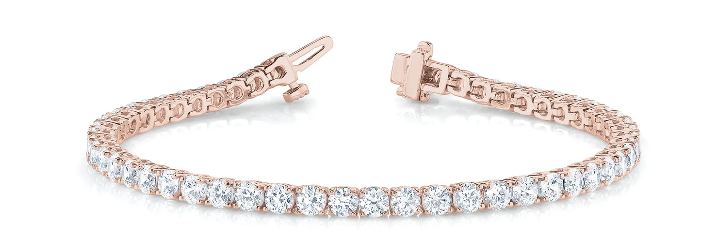 Round Cut Lab Grown Diamond Tennis Bracelet in Gold and Platinum, Luxury Bracelet for Women